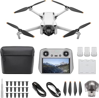 DJI Mini 3 Fly More Combo (DJI RC) – Leichte und faltbare mini-Kameradrohne mit 4K HDR-Video, 3 Batterien für 114 Minuten Flugzeit