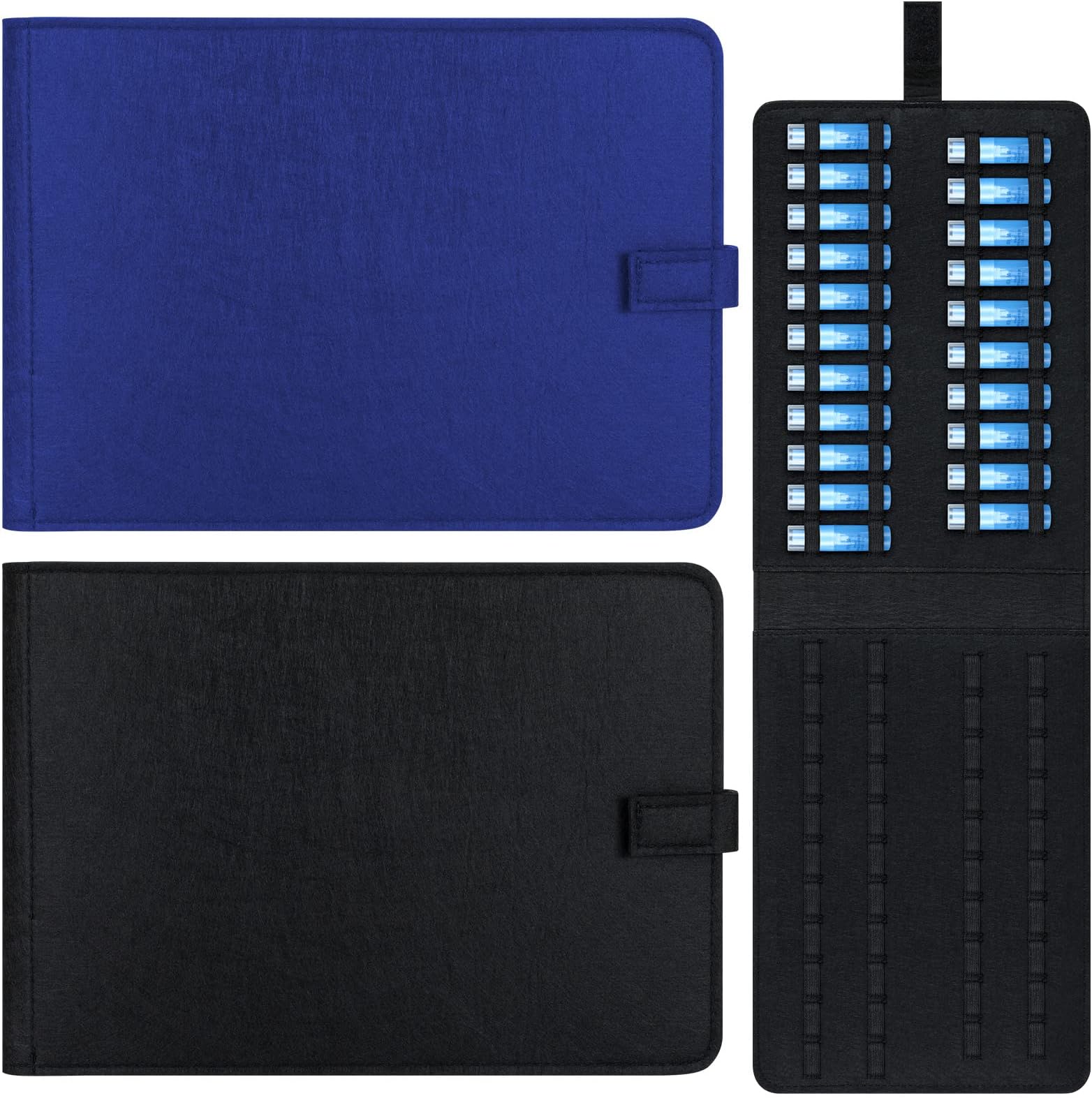 Eaasty 2 Pack Homeopathy Organizer Box Foldable Case Homeopathy Kit Storage Pouch Organizer Case Box Kit for 84 Tubes Home Travel Use, Black and Blue