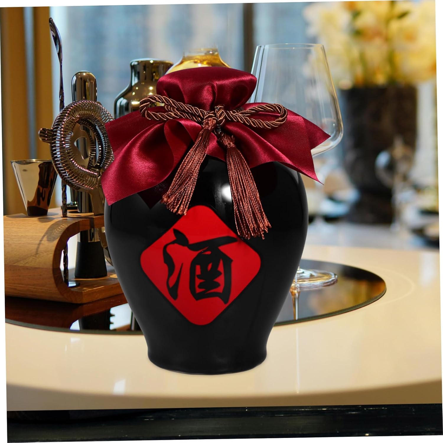 Zerodeko Handmade Jingdezhen Ceramic Wine Jar Airtight Liquor Decanter Chinese Pottery Retro Wine Holder Gourd Bottle for Home Decor