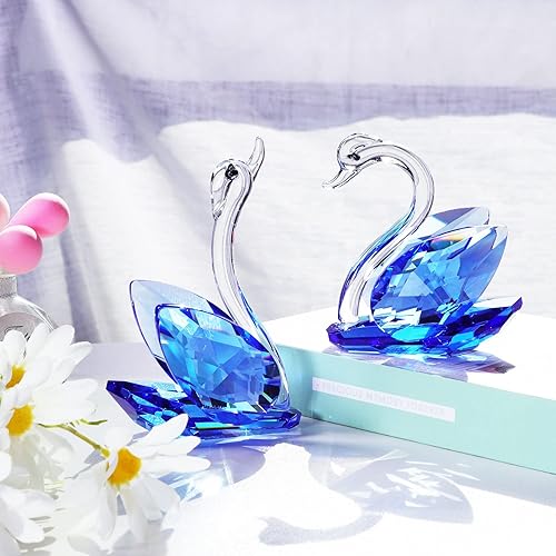Miniatura 2 de YWHL Regalos de cisne de cristal para padres, 45 aniversario de boda para ella, figura de cisne con diamante azul, regalo del día de San Valentín,