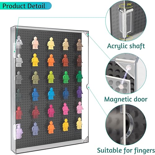 Miniatura 3 de JOYMOMO Vitrina de minifiguras de acrílico para montaje en pared, exhibe y protege tu colección de minifiguras de bloques de construcción (sin