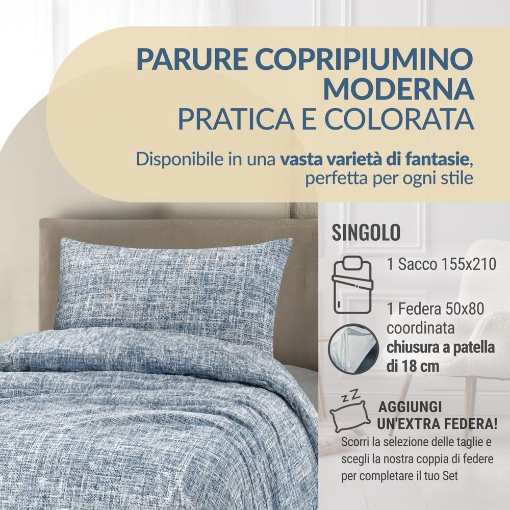 Dorian Home - Set Copripiumino Una Piazza e Mezza Cotone 100% Puro
