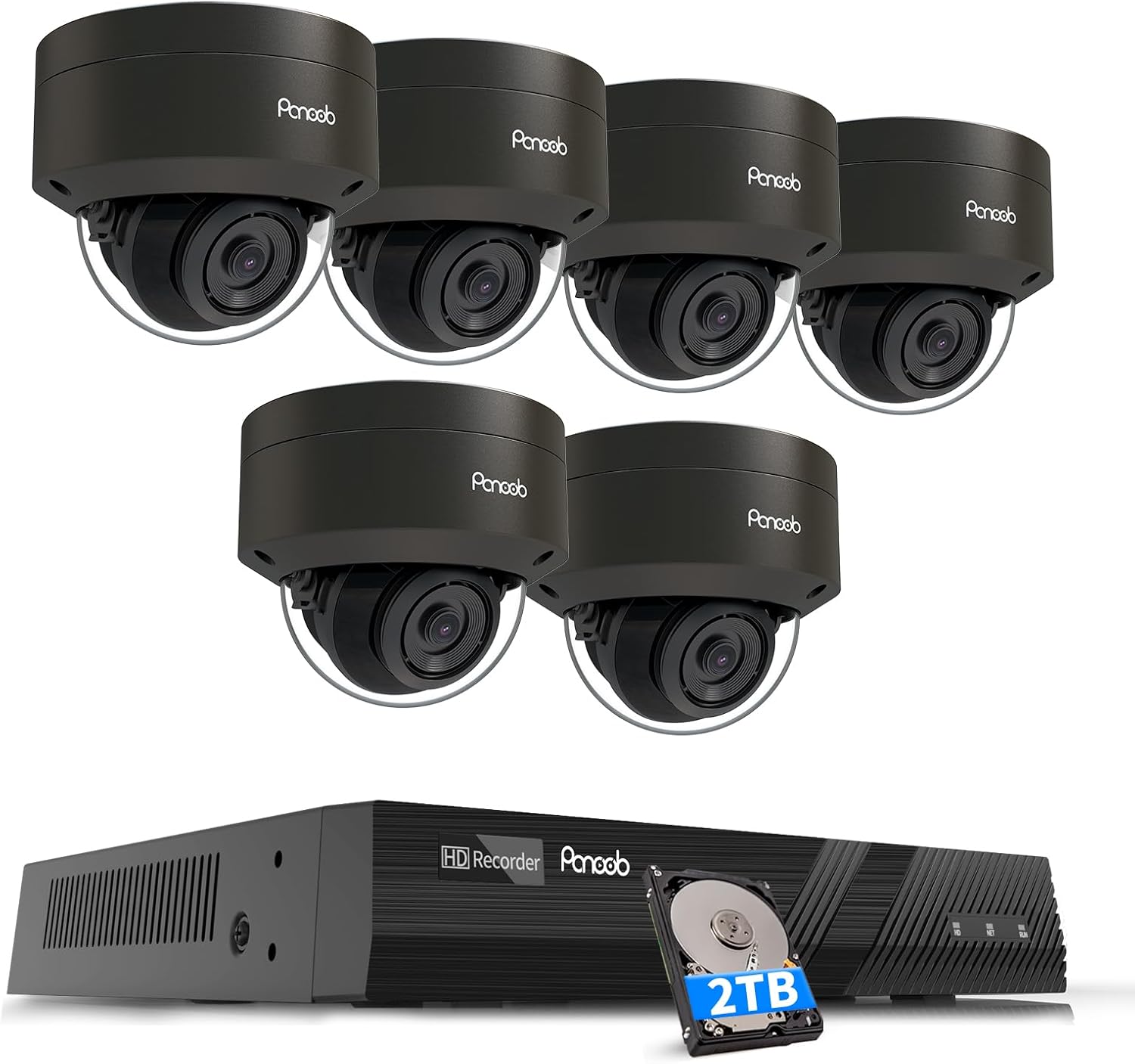 4K PoE Security Camera System, 6X 8MP IK10-Vandal Proof IP Surveillance Dome Cameras Outdoor with Person Vehicle Detection, IP66 100ft IR Night Vision, 4K 8CH PoE NVR 2TB HDD, PD54B0608-8M