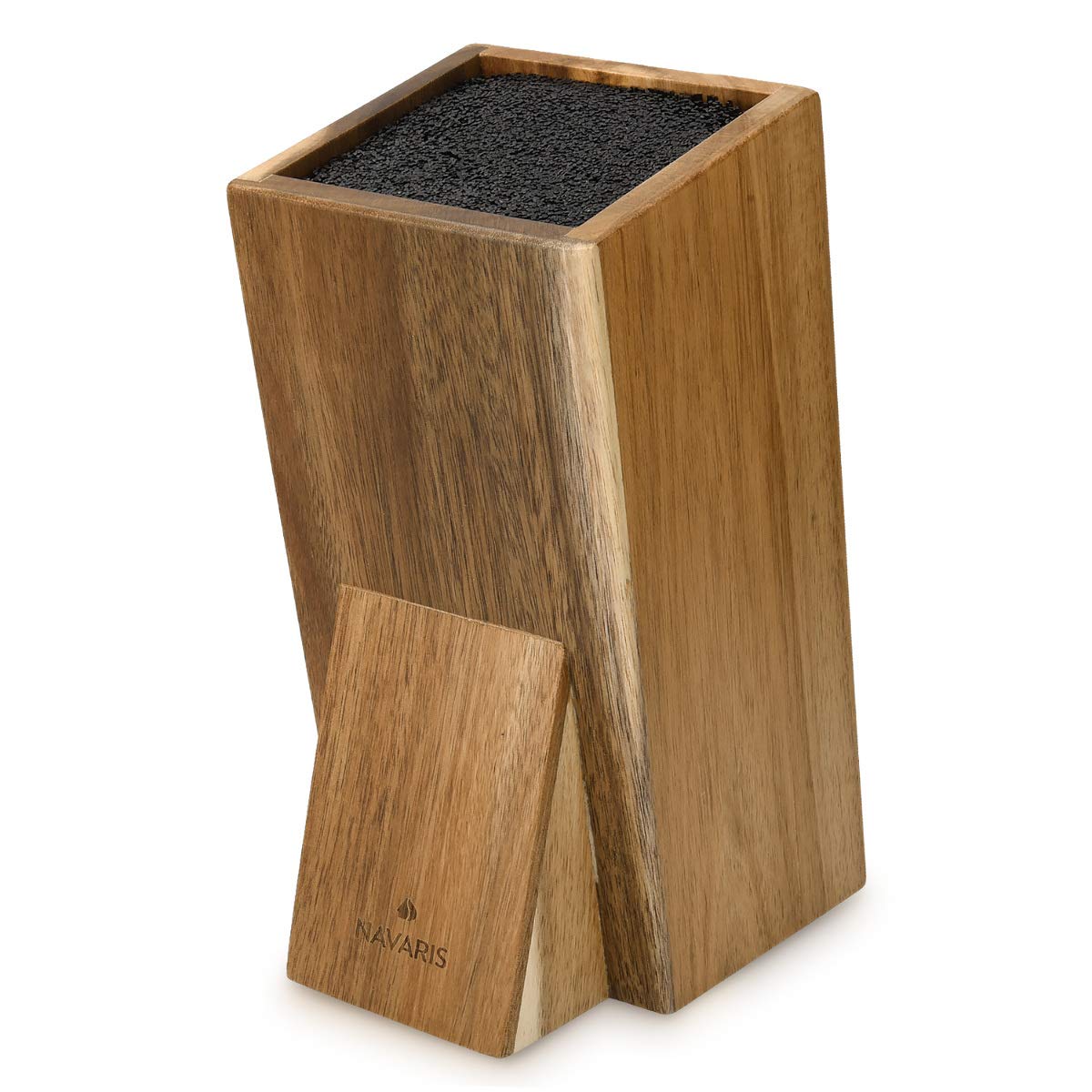 Navaris Organizador de Cuchillos con Cerdas - Taco Cuchillos Cocina de Madera de Acacia para Utensilios Cocina - Base Universal de Madera para Almacenaje - Knife Block