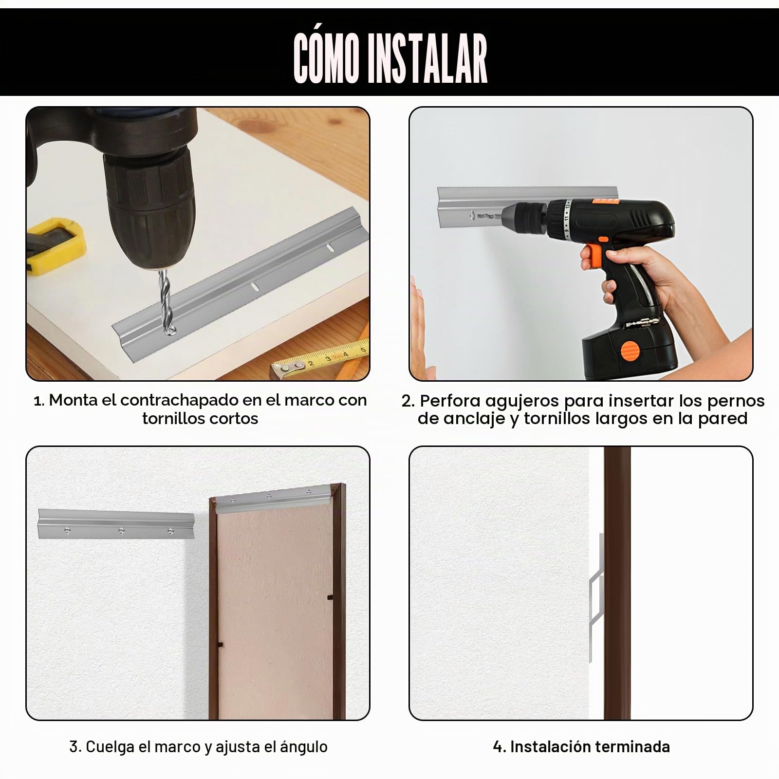 Pinzas en Z de 30 cm para colgar, sistema de suspensión resistente, ganchos para marcos de fotos entrelazados, perfil Z, riel para colgar fotos y espejos, marco de obras de arte | Aluminio, ganchos entrelazados para marcos de fotos, perfil Z, riel para co