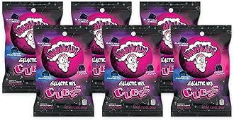 WARHEADS Galactic Mix Cubes - Sour Sweet & Fruity Chewy Candy - Black Hole Cherry, Rocket Raspberry & Cosmic Punch Flavors - 7.25 oz. Bags - 6 Pack