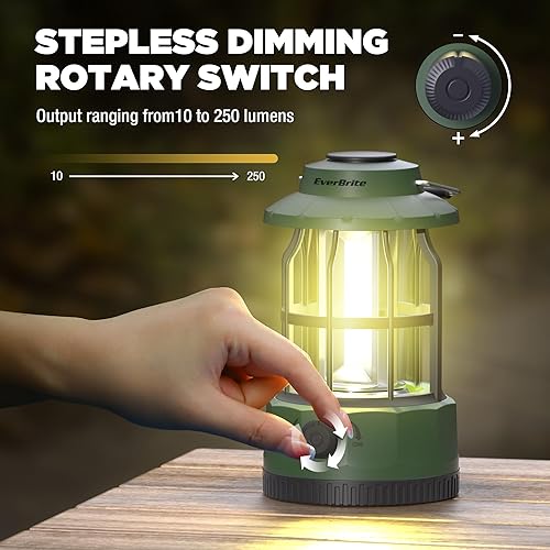 Miniatura 2 de EverBrite Linterna LED para campamento, linterna recargable USB C con atenuación continua, luces y linternas portátiles vintage para acampar,