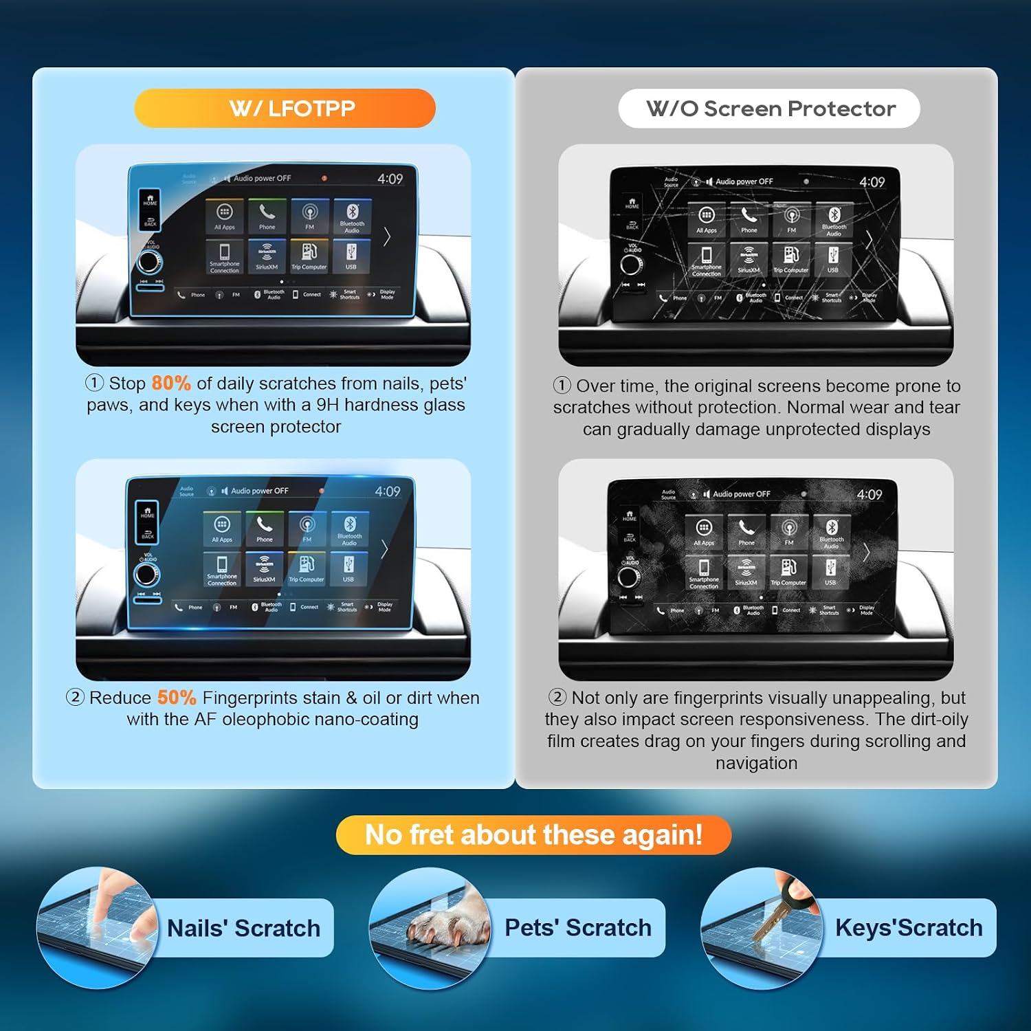 LFOTPP Compatible with 2025 Pilot Screen Protector Glass 9 In 2023-2025 Pilot EX-L/TrailSport/Touring/Elite/Black Edition Infotainment CenterTouch Protector 2025 Pilot Accessories Anti-Scratches HD