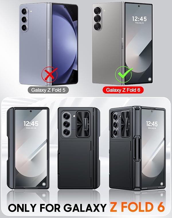 Vizvera for Samsung Galaxy Z Fold 6 Case Wallet, RFID Cards Holder [S Pen Holder] [Camera Cover] Shockproof Silicone Protective Phone Case for Z Fold 6 2024-Black by Vizvera - Used condition - Image 2