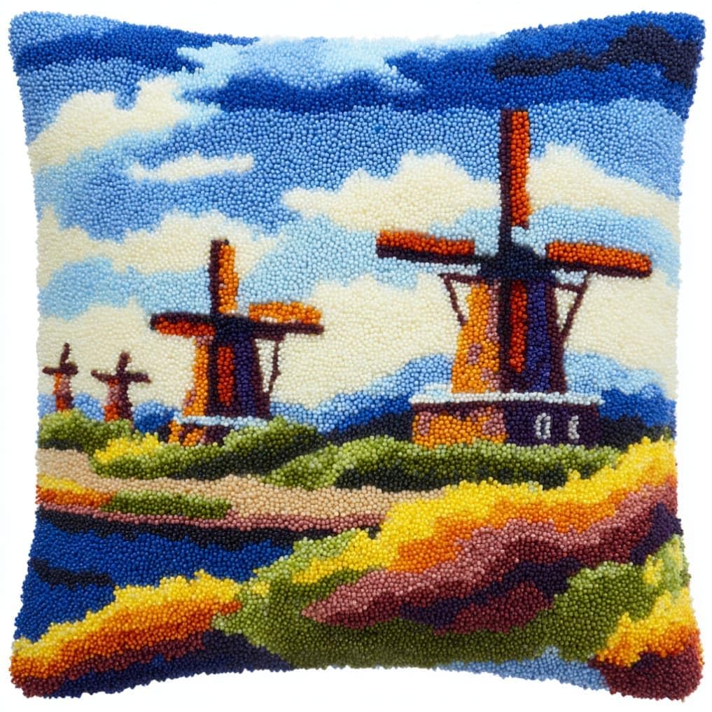 kitphoenix DIY Latch Hook Kits Dutch Windmill Latch Hook Kit 43Cmx43Cm