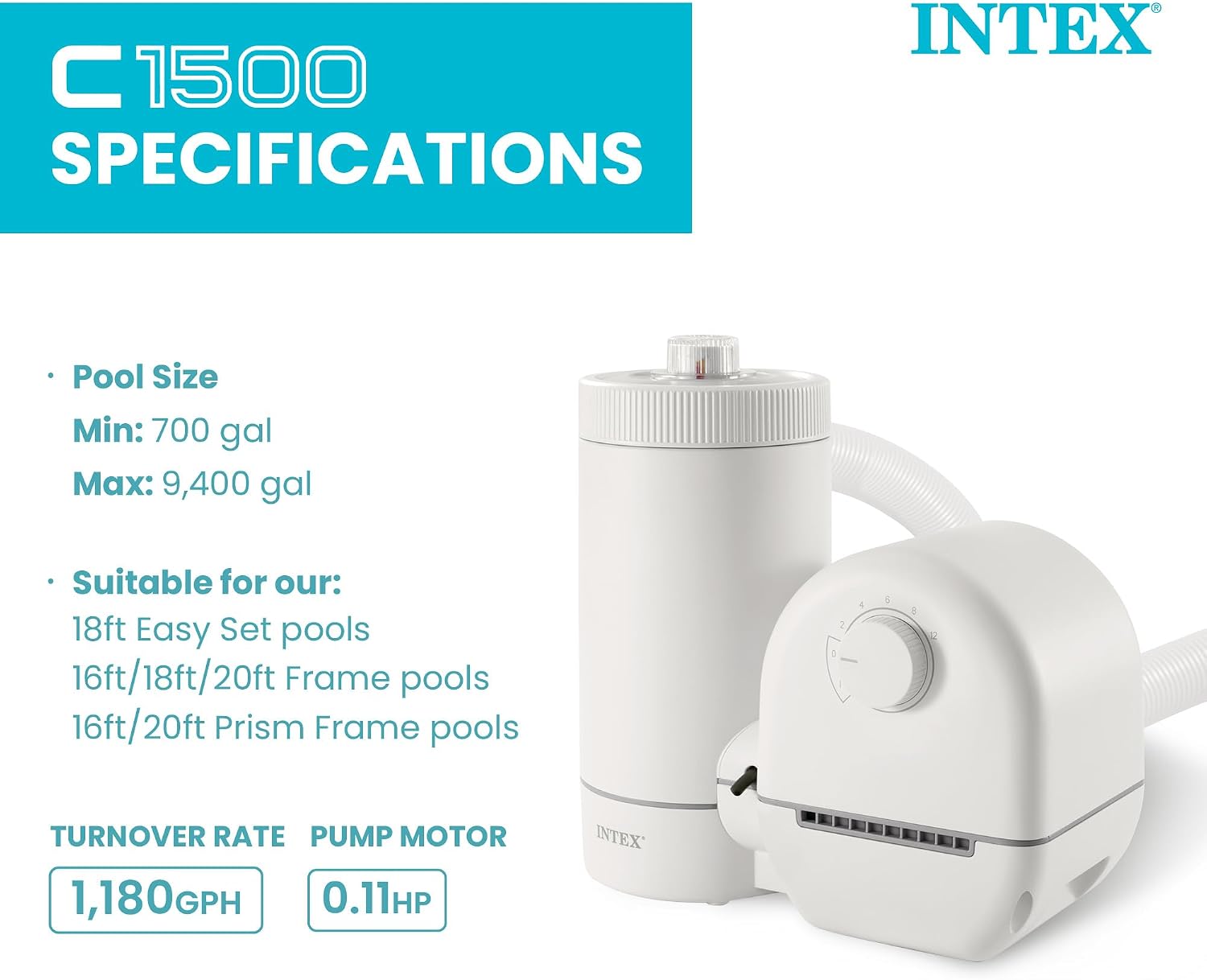 INTEX Krystal Clear 1,500 GPH Cartridge Filter Pump for Above Ground Pools image 5