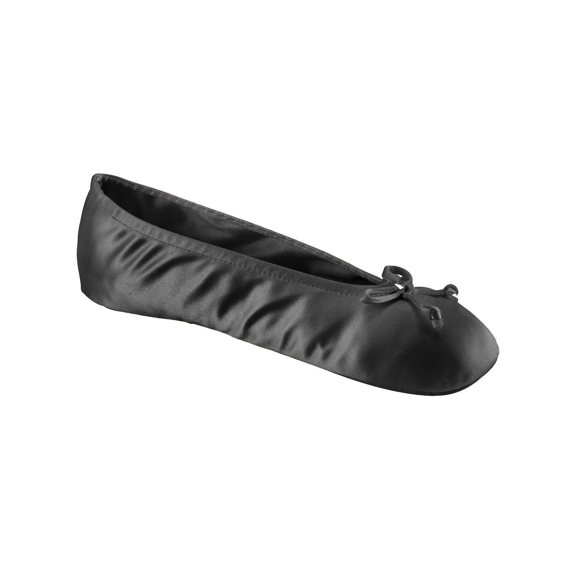 Women's Satin Ballerina Slippers with Classic Ribbon Bow and Suede Sole