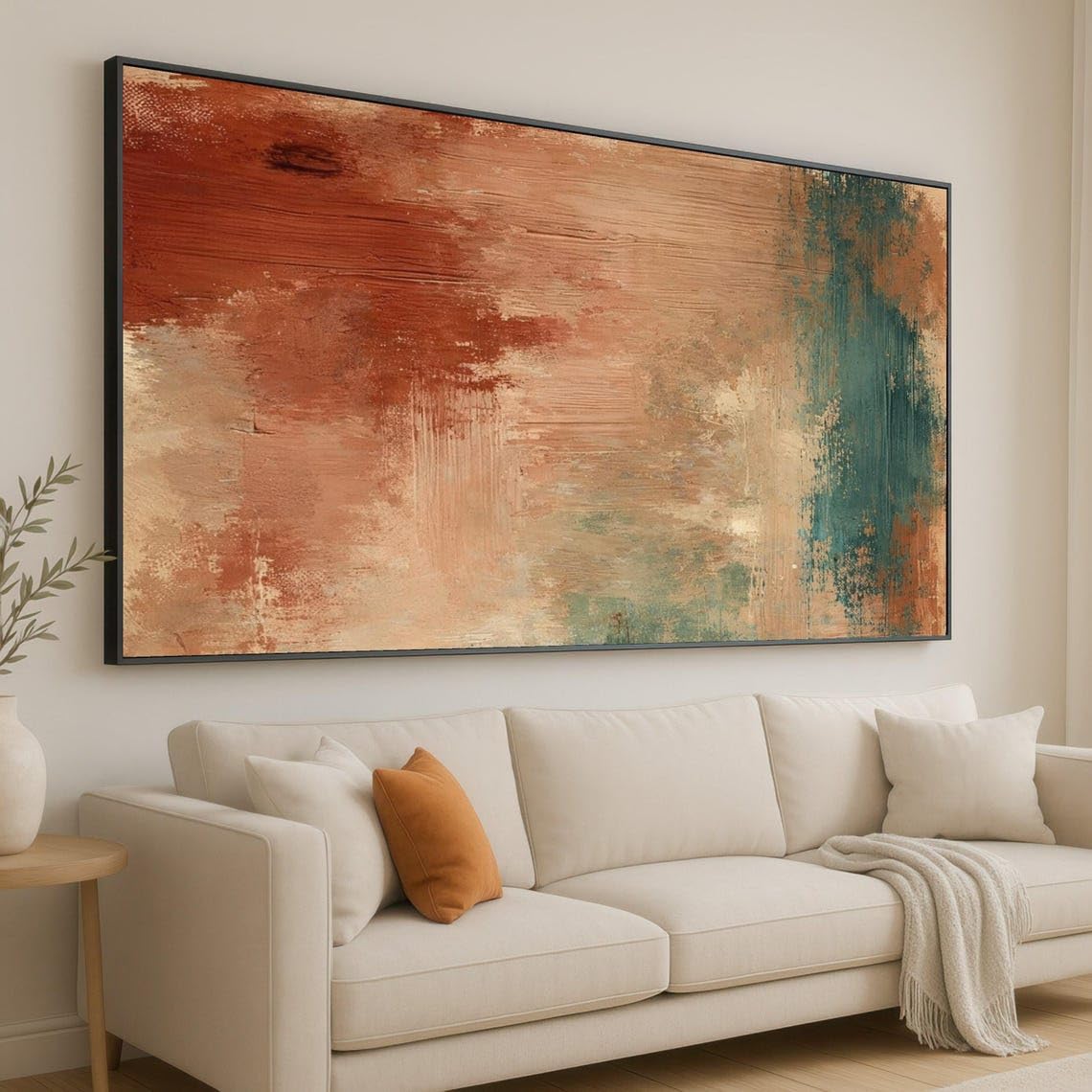 Tableau abstrait rustique grand format pour habiller un mur vide - 8