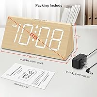 Vista 7 de DreamSky Wooden Digital Alarm Clocks for Bedrooms - Electric Desk Clock with Large Numbers, USB Port, Loud Alarm for Heavy Sleepers, Adjustable