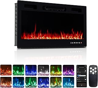 12 Electric Wall Fireplace Ideas for Modern Space Saving Warmth 26 ROVSUN 36'' Electric Fireplace, 2-in-1 Ultra-Thin Wall Mounted & Recesse...