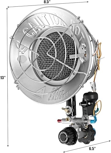 Miniatura 8 de HAPPYGRILL Calentador de tanque de propano de 15,000 BTU con ajustes de calor ajustables, calentador portátil para exteriores con interruptor de