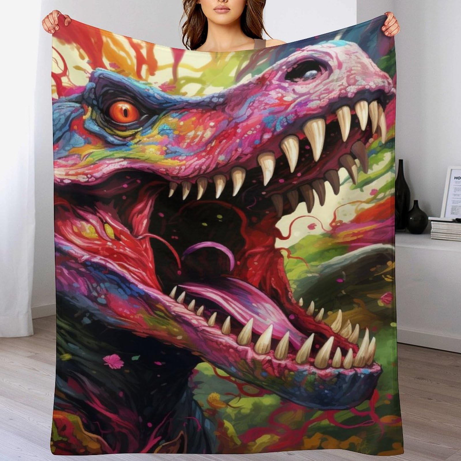 Couverture canapé dinosaure chaude pour voyage et bureau