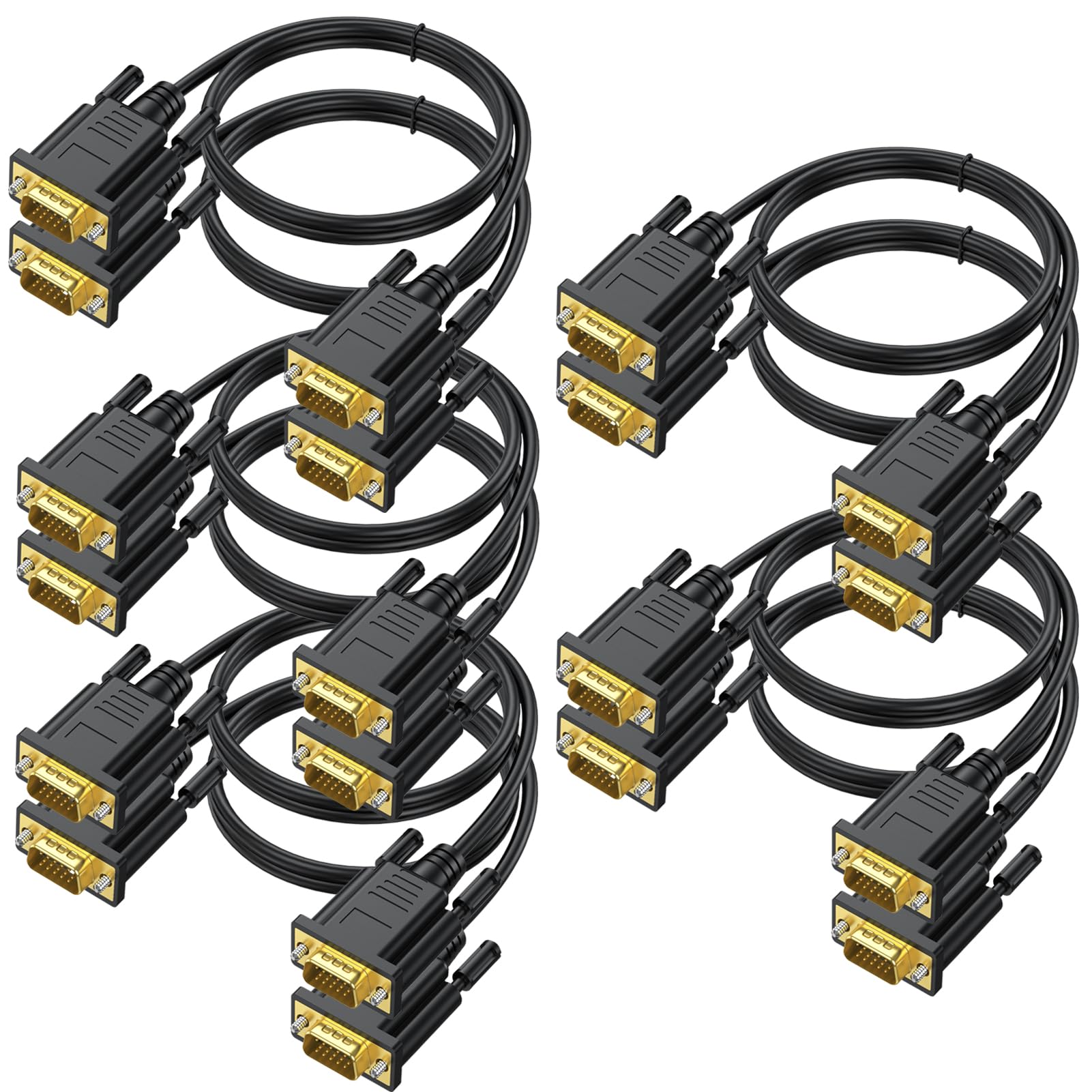10 FT VGA a VGA Computer Monitor Cavo 10-Pack,1080P @60Hz Full HD 15pin