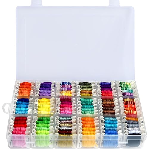 Embroidery Floss & Bracelet String Thread with Organizer Storage Box 108 Colors Cross Stitch Threads Set