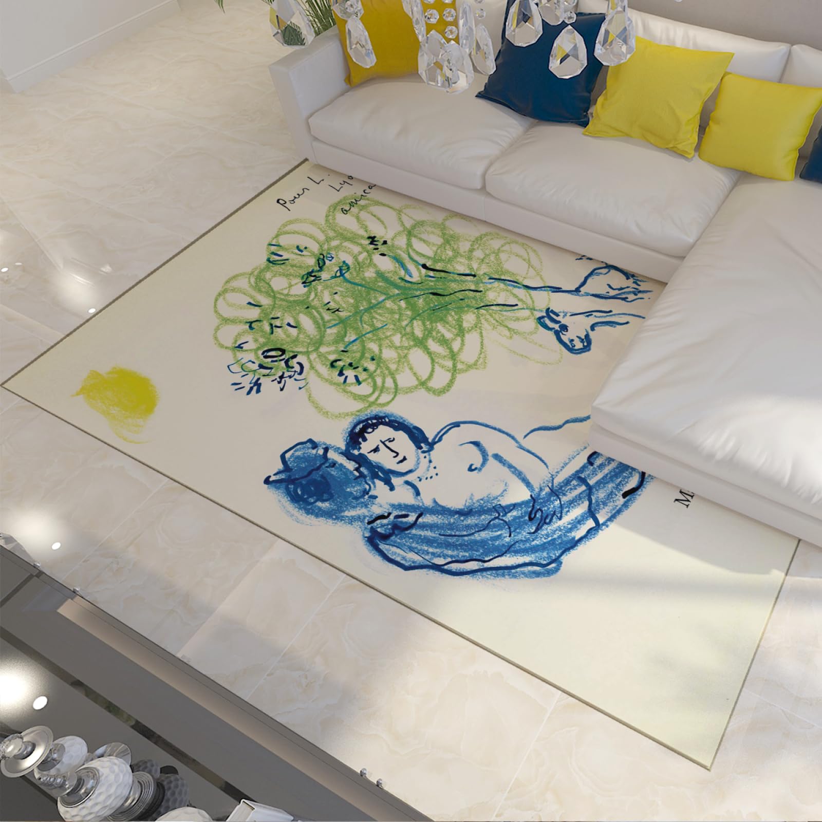 Tapis pour salon style Marc Chagall doux confortable tapis de sol chambre 180x270
