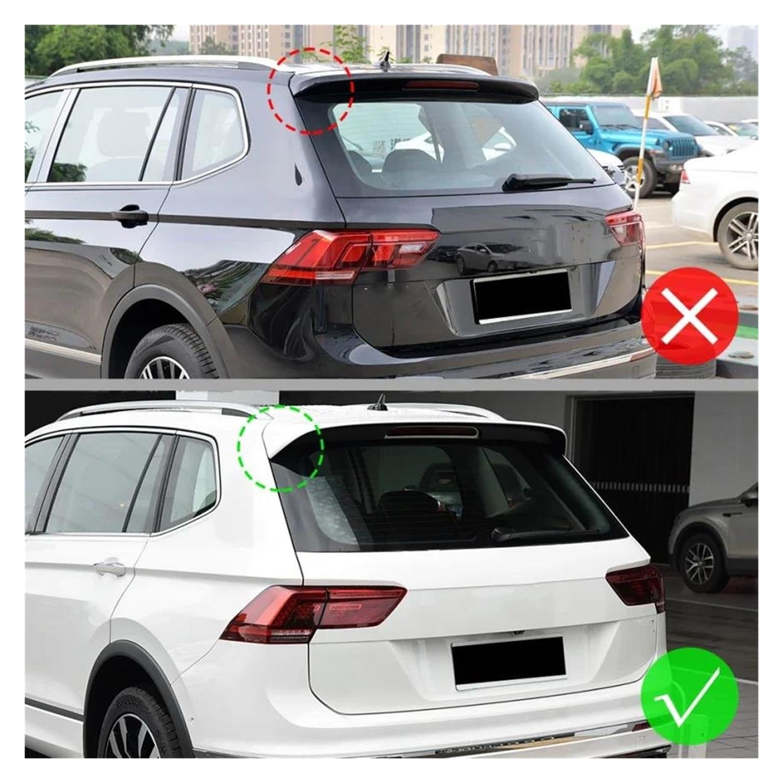 Spoiler Carrozzeria Per VW Per Tiguan MK2 R 2017-2023 Spoiler posteriore per baule e tetto per ala Bodykit Tuning Alettone Spoiler Posteriore(Look in carbonio)