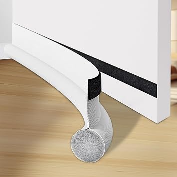 Draft Excluder for Doors, 39 Inches Draught Excluder for Doors, Noise Blocker Door Draft Excluder Blocker Washable Dust Proof Removable Adjustable Door Sweeps Black 2 Pack,White