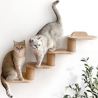Sponsored Ad - Cat Steps Cat Ladder Wood Cat Stairs Great for Scratching and Climbing - Wooden Cat Stairway with 4 Steps W...