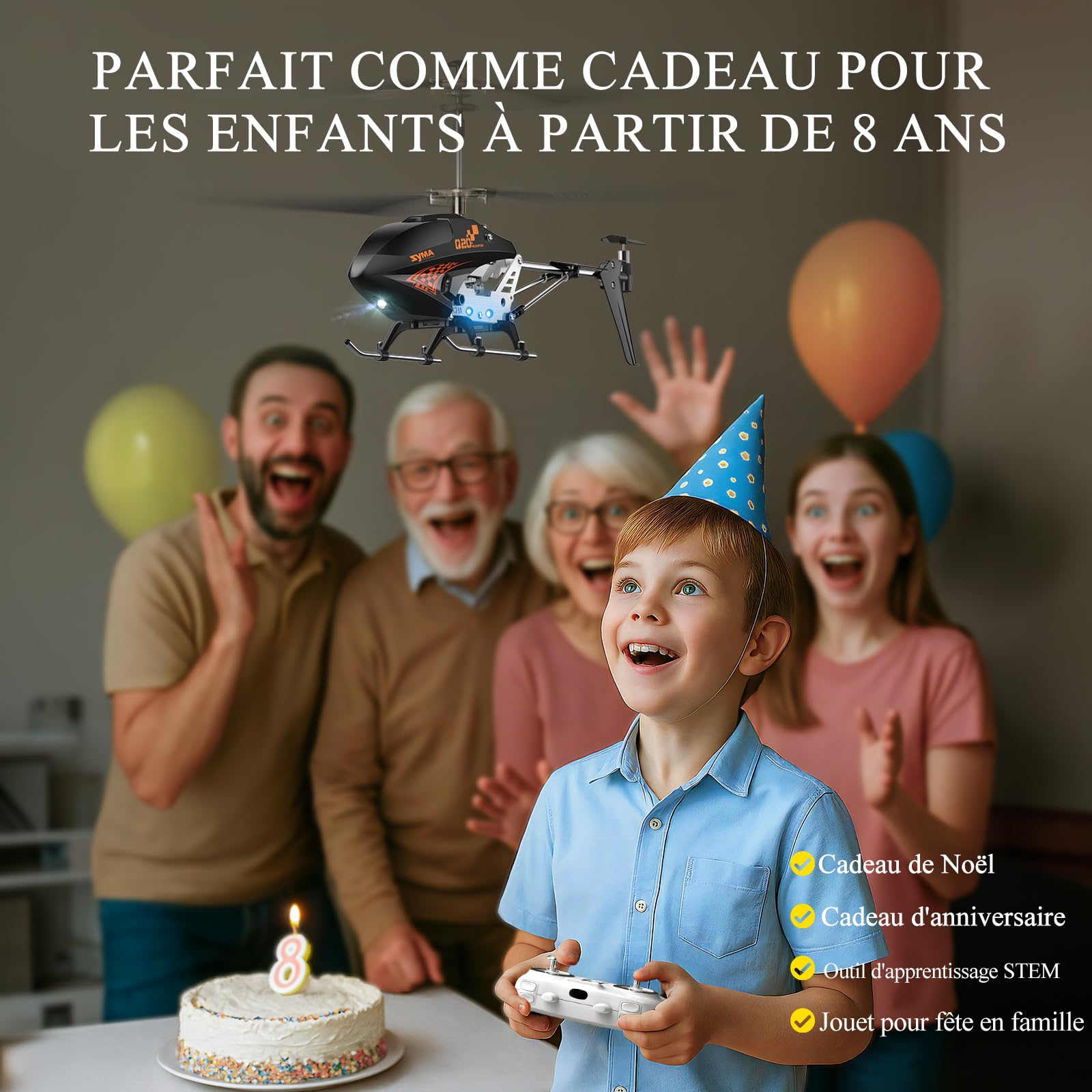 Syma Q20 Hélicoptère Télécommandé avec Maintien d’Altitude, 2 Vitesses, Gyroscope, Corps Alliage, Vol Intérieur, Cadeau Jouet pour Enfants