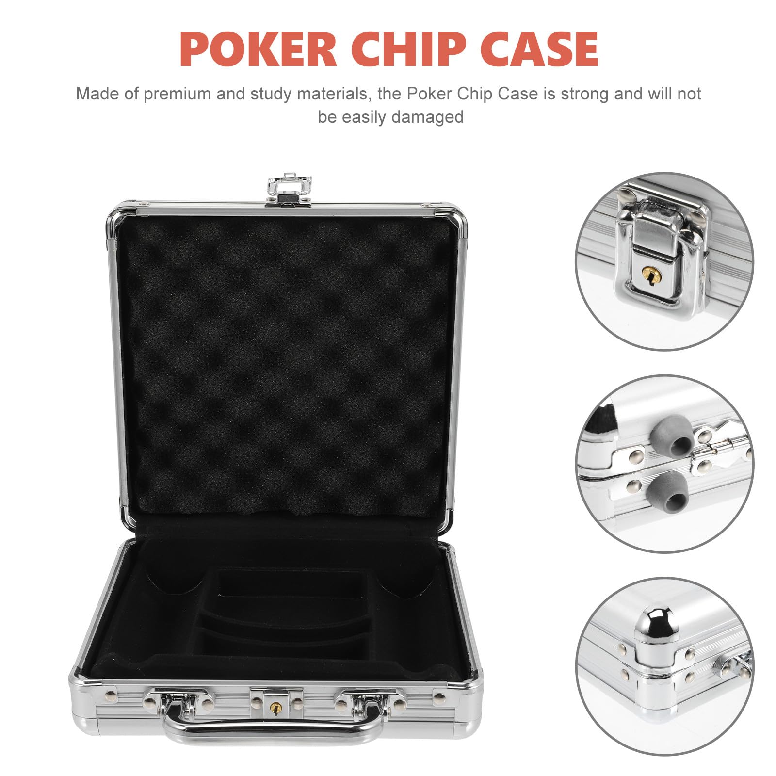 Toyvian Custodia in Lega Poker per Fiches, Portatile Chiusura a Cordoncino e Manico, Alte Capacità per Carte da Gioco