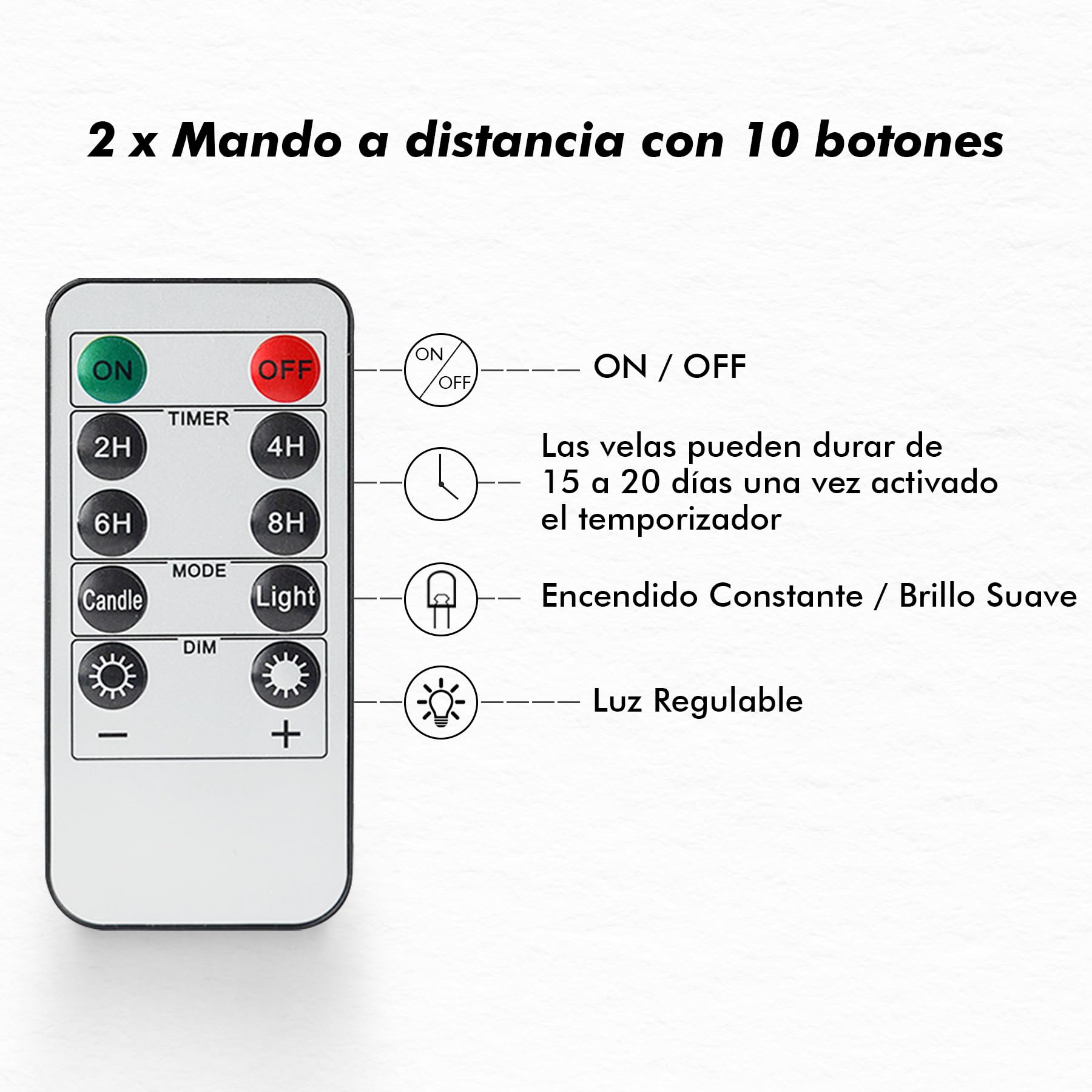 Fanna 12 Velas LED de plástico Resistentes al agua Marfil con 2 Mandos a Distancia, Velas a Pilas con Temporizador para Boda e Iglesia, Uso en Exteriores - Diámetro 5,5 cm, Alturas 12,5/15/ 18 cm
