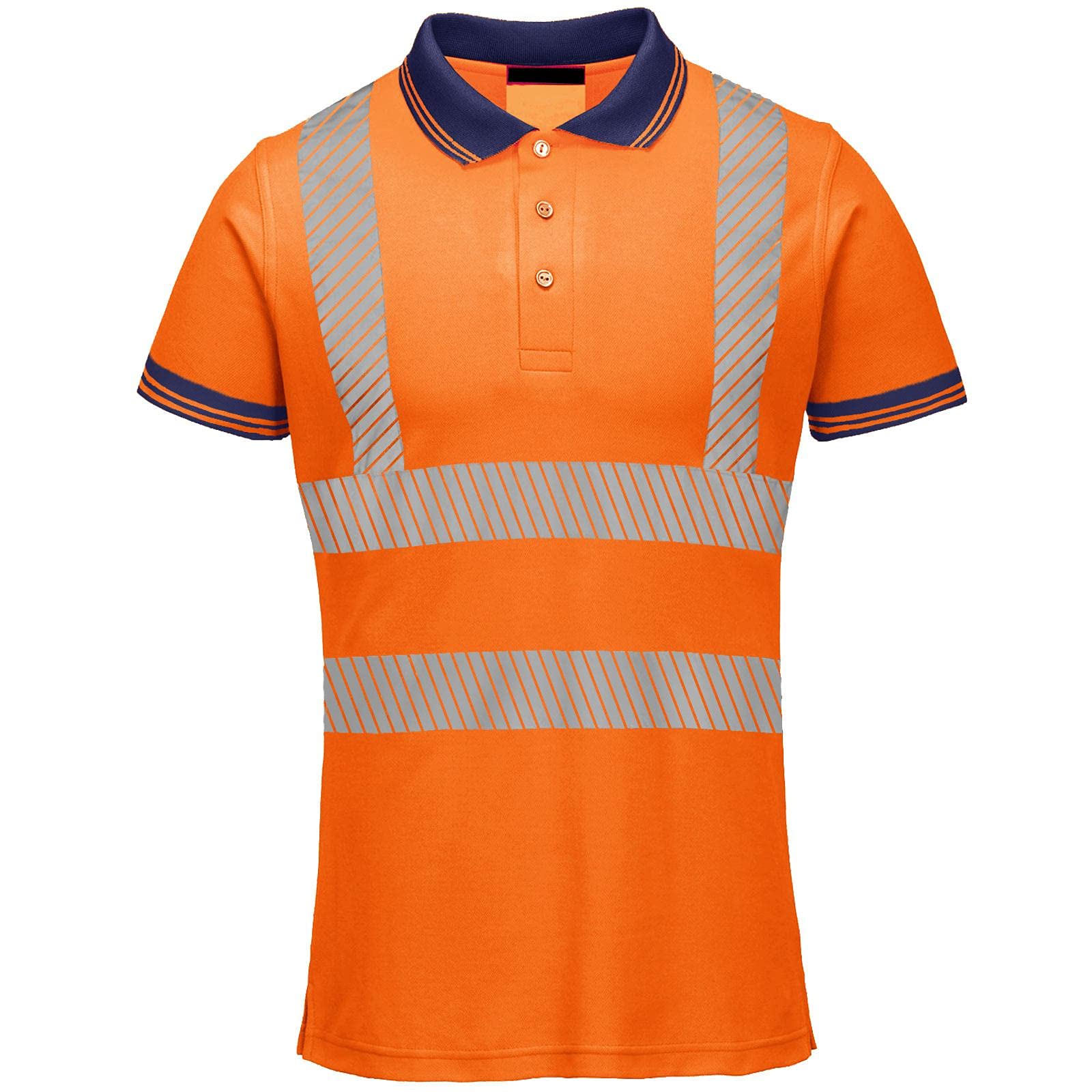 HI VIS VIZ Visibility T-Shirt Polo Shirt TOP Safety Security Worker Reflective[Orange,L]