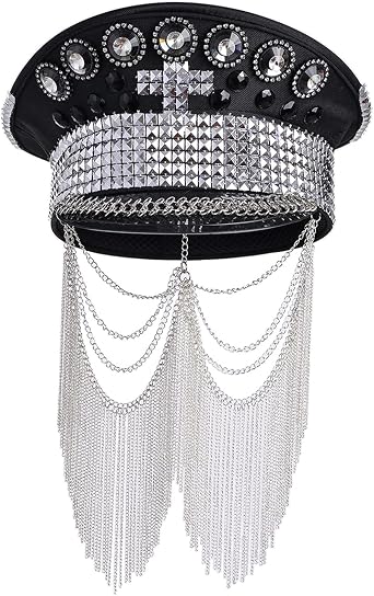 GRACEART Music Festival Burning Man Hats Sequin Military Hat Steampunk Headwear