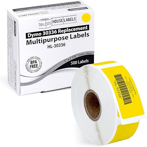 HOUSELABELS DYMO 30336 - Etiquetas multiusos compatibles con impresoras Rollo, DYMO LW, 1 rollo, 500 etiquetas por rollo (1 x 2-18 pulgadas), color