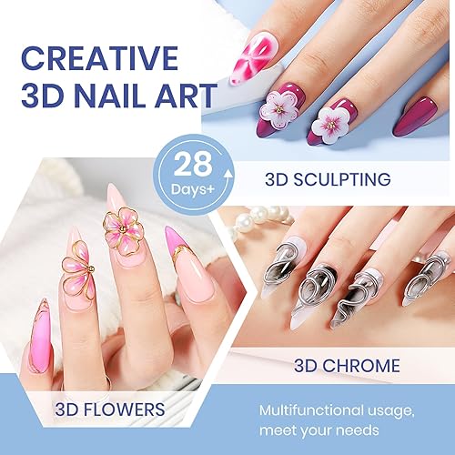 Miniatura 6 de MIZHSE Gel constructor sólido de 2 colores para uñas gel para esculpir 3D duro no pegajoso para arte de uñas para moldear remojar fuera de UV LED