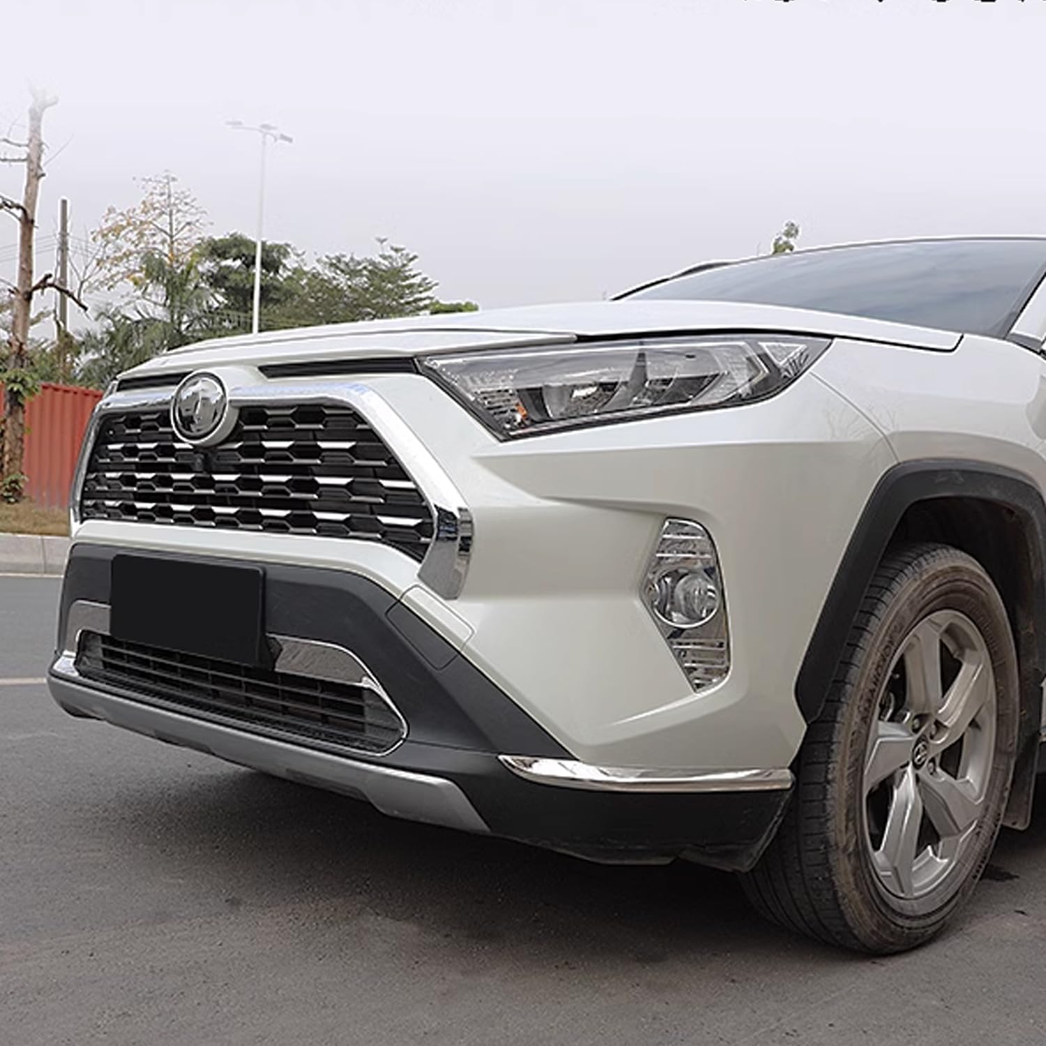 Chrome Front Grill Grille Mesh Cover Fit For Toyota RAV4 2019 2020 2021 2022 2023 Front Bumper Hood Trim 2PCS Not for Adventure version