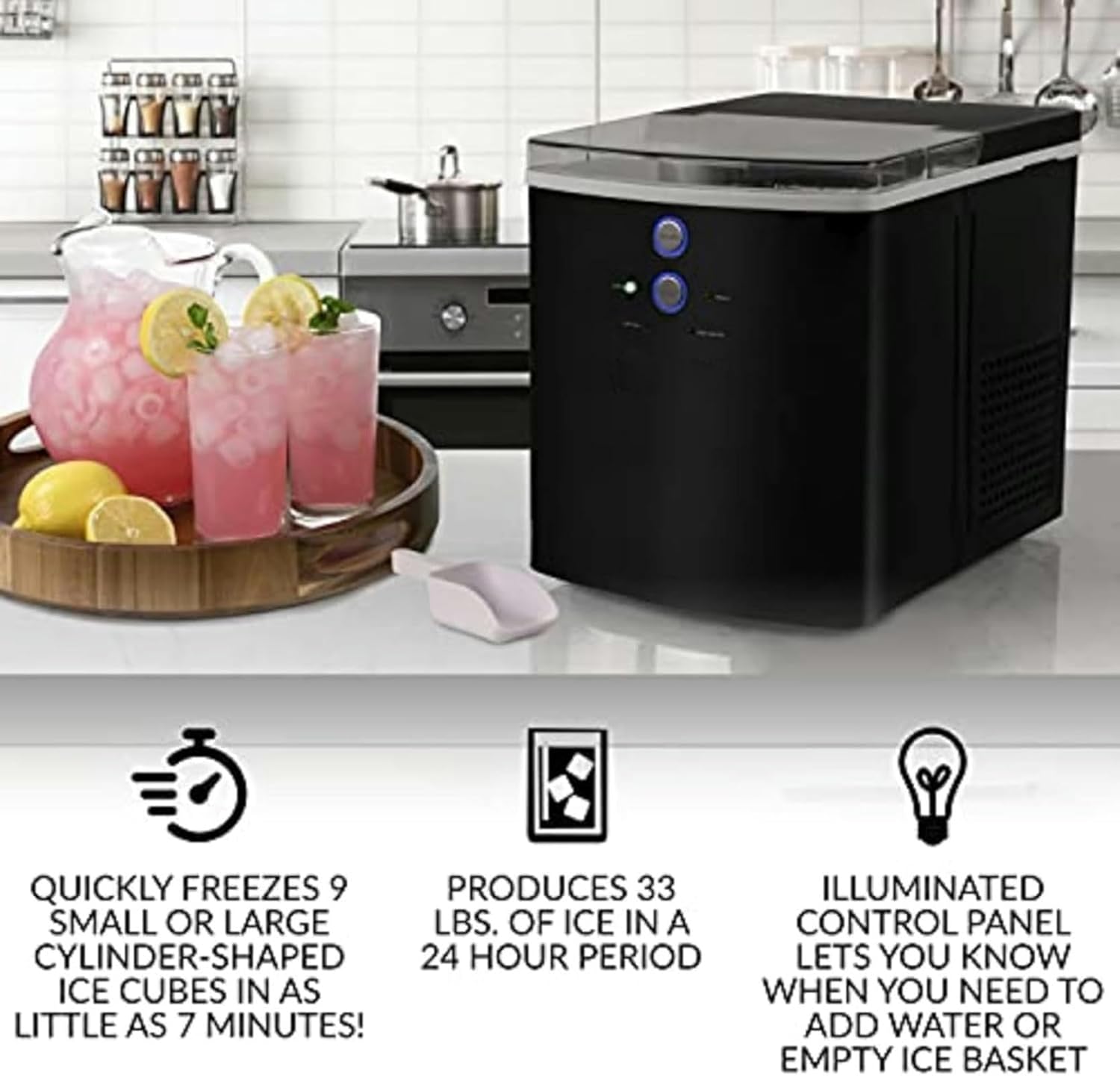 AMNOOL Machine to Make Ice On Countertop Machine for Making Large -Capacity Automatic Portable Electric Ice