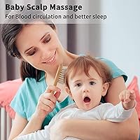 Vista 5 de Juego de cepillos de pelo de cabra para bebé, peine de madera para masaje, peine de cuero cabelludo, kit de cuidado natural seguro para el cabello