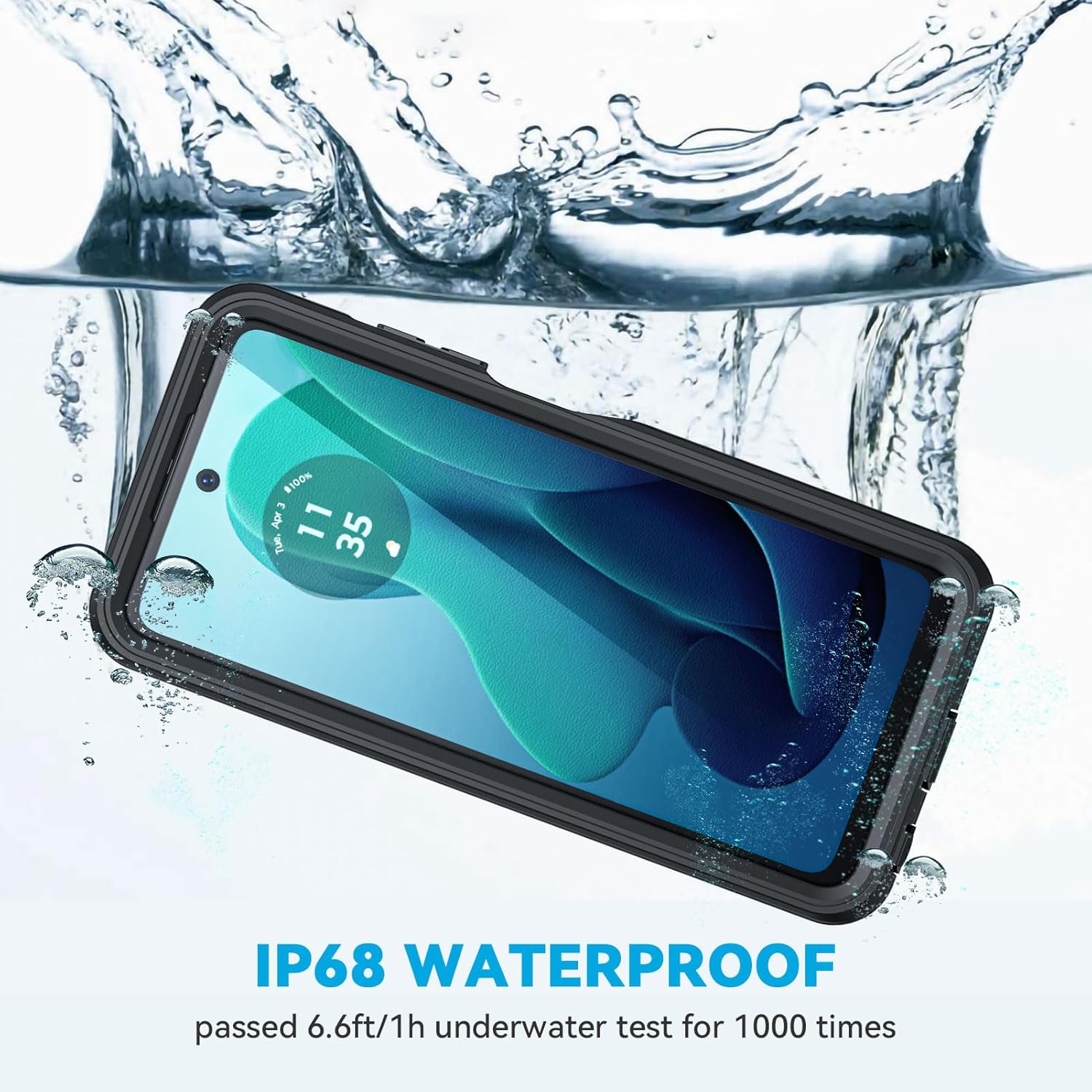 Lanhiem Motorola Moto G 5G 2024 Case, IP68 Waterproof Dustproof Shockproof Case with Built-in Screen Protector, Full Body Underwater Protective Cover for Moto G 5G Only, Black