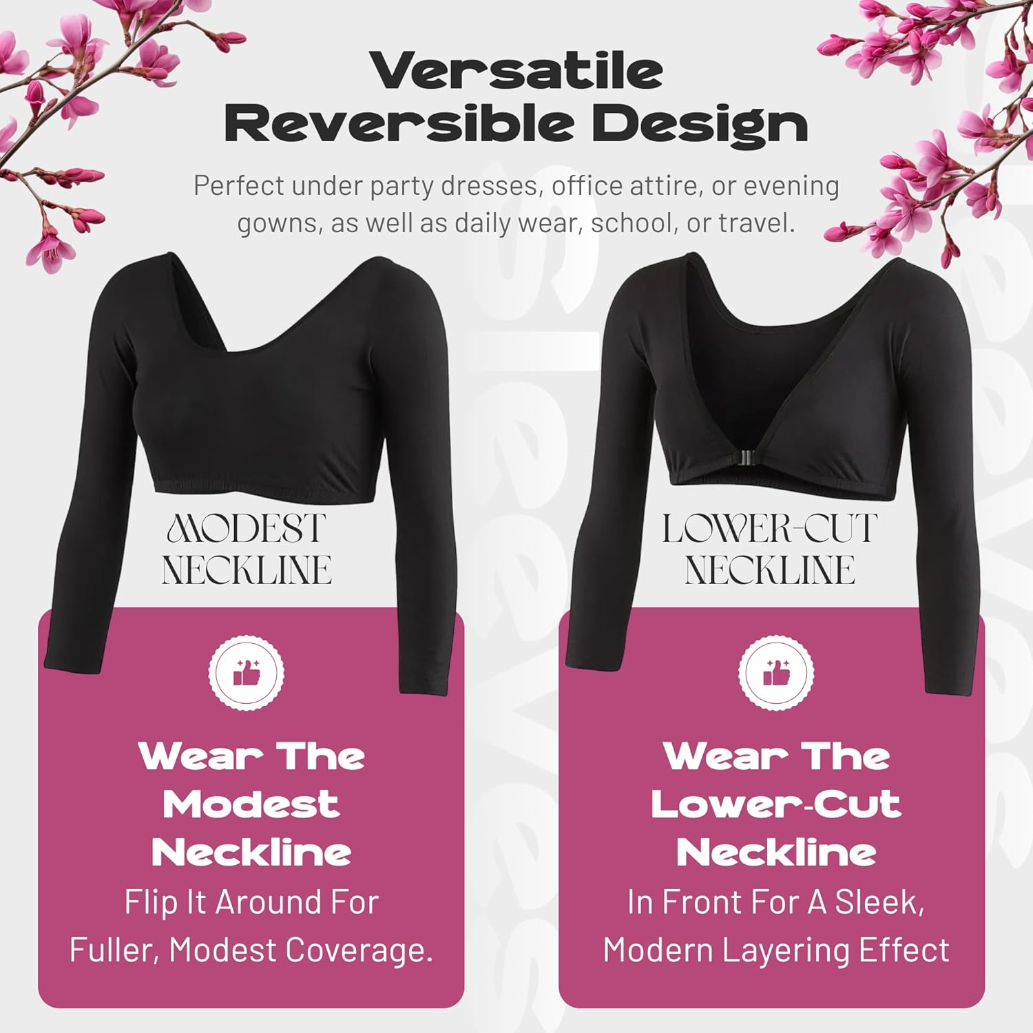 Sleevey Wonders Women’s 3/4 Length Slip-On Jersey Sleeves – Sheer Reversible Arm Cover Up, Cooling Shrug Bolero for Dresses - Image 4