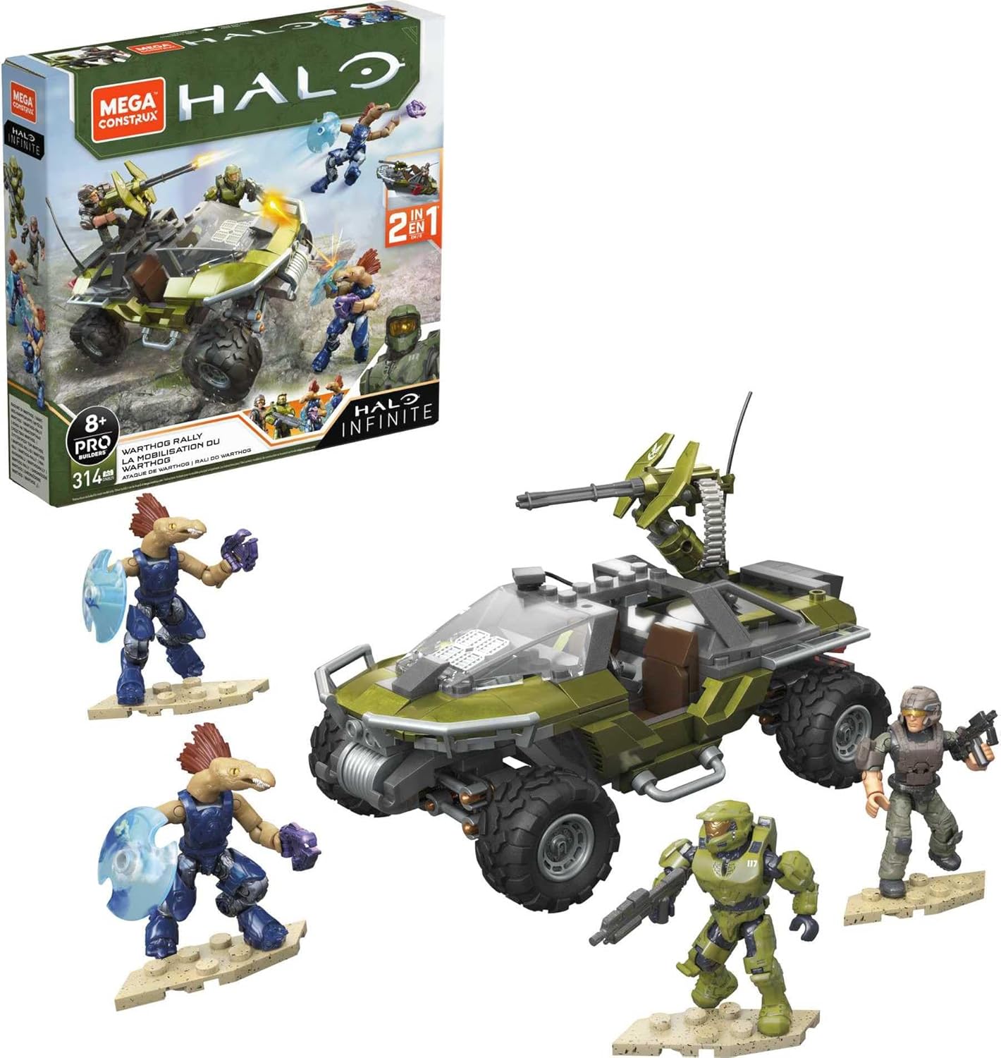 Juego de construcci n mega construx halo warthog rally veh culo de halo  infinite con figura del personaje de master chief juguetes de construcci n 