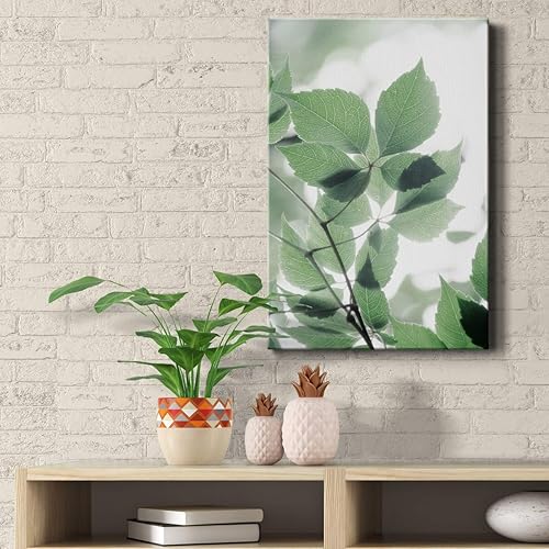 Miniatura 5 de Renditions Gallery Sunlit Leaves II - Arte de pared, decoración natural verde colorida, arte único de rama de árbol botánico, lienzo de alta calidad