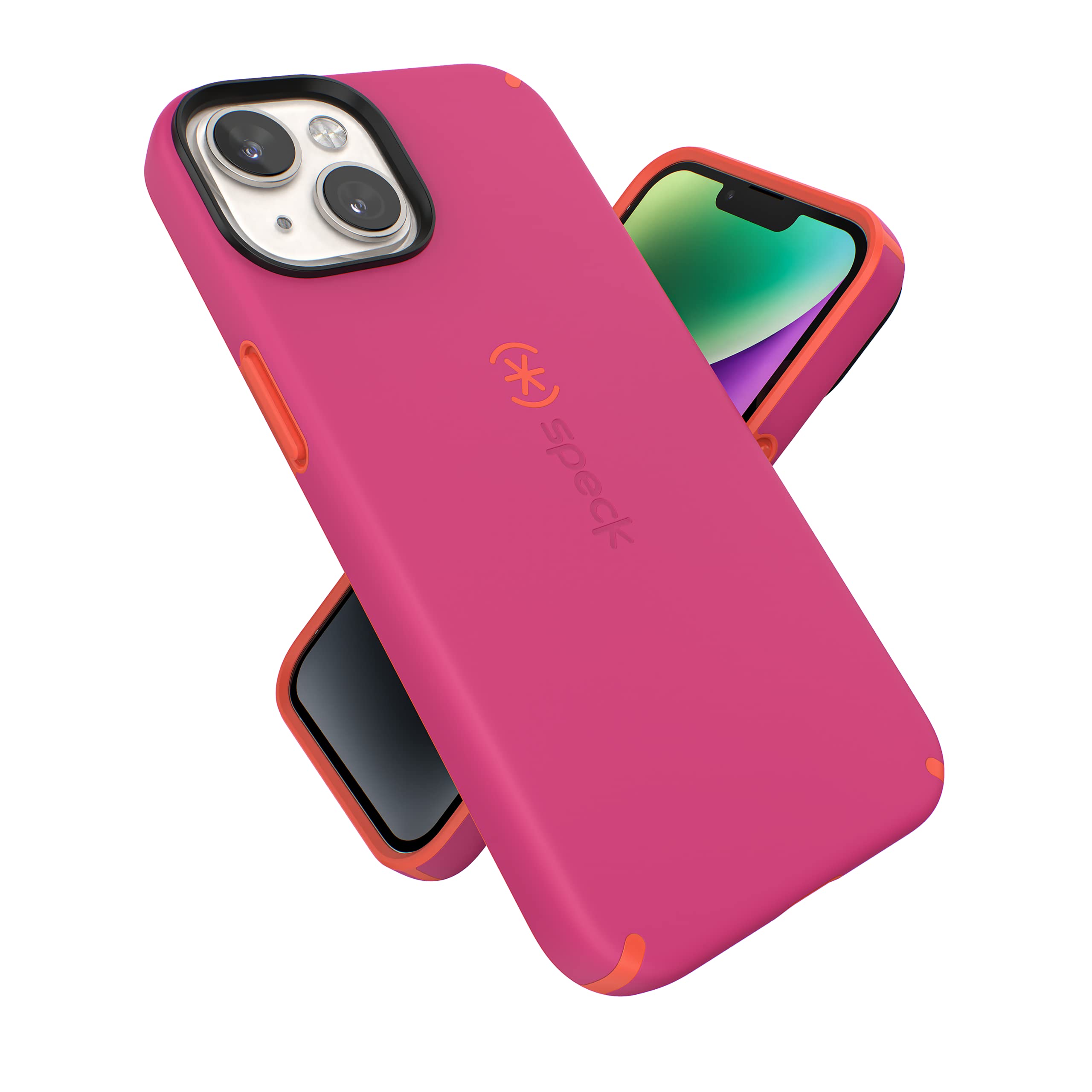 Speck Slim iPhone Case - Drop Protection, Scratch Resistant, Soft Touch for 6.1 inch iPhones - Dual Layer CandyShell Pro, Digital Pink/Energy Red