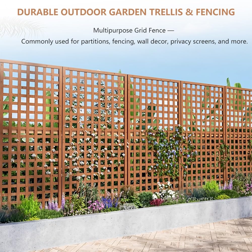 Pannello A Traliccio In Legno Per Giardino – Griglia Multiuso Per La Privacy Su Patio, Cortili E Balconi – Supporto Decorativo Per Piante Rampicanti(Beige,90x90cm/35.4x35.4")