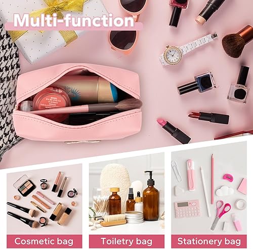 Miniatura 5 de Bolsa de maquillaje de viaje personalizada con inicial, pequeña y bonita, bolsa de cosméticos preparada, bolsa de maquillaje impermeable de