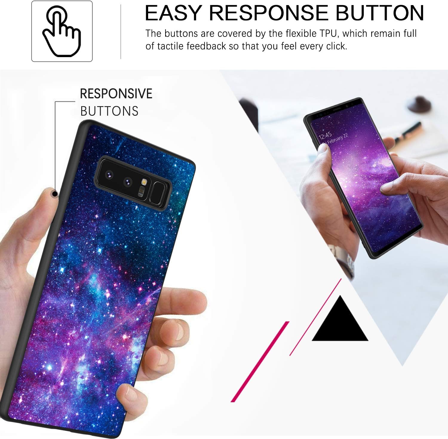 BENTOBEN Samsung Note 8 Case, Slim Fit Glow in The Dark Slim Protective Hybrid Hard PC Soft TPU Bumper Girls Women Shockproof Cover for Samsung Galaxy Note 8, Nebula/Galaxy