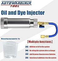 Vista 3 de Kit de inyector de tinte de aceite CA para sistema refrigerante R134a con conector SAE de 1/4 pulgadas y acoplador rápido a presión, 2 comprobadores