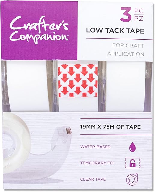 Crafter's Companion Low Tack Tape for Paper and Card Crafting Projects-Pack of 3, White, One Size