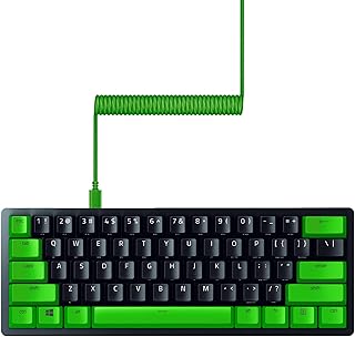 Razer PBT Keycap + Coiled Cable Upgrade Set: Durable Doubleshot PBT - Universal Compatibility - Keycap Removal Tool & Stabilizers - Tactically Coiled & Designed - Braided Fiber Cable - Green