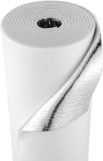 VEVOR Reflective Insulation Roll, 2 Car Garage Door Thermal Insulation Kit, 6mm 24 in x 18 ft, 4 Rolls Aluminum Foil EPE Foam Core Radiant Barrier, White PE Film Heat Shield for Garage Doors