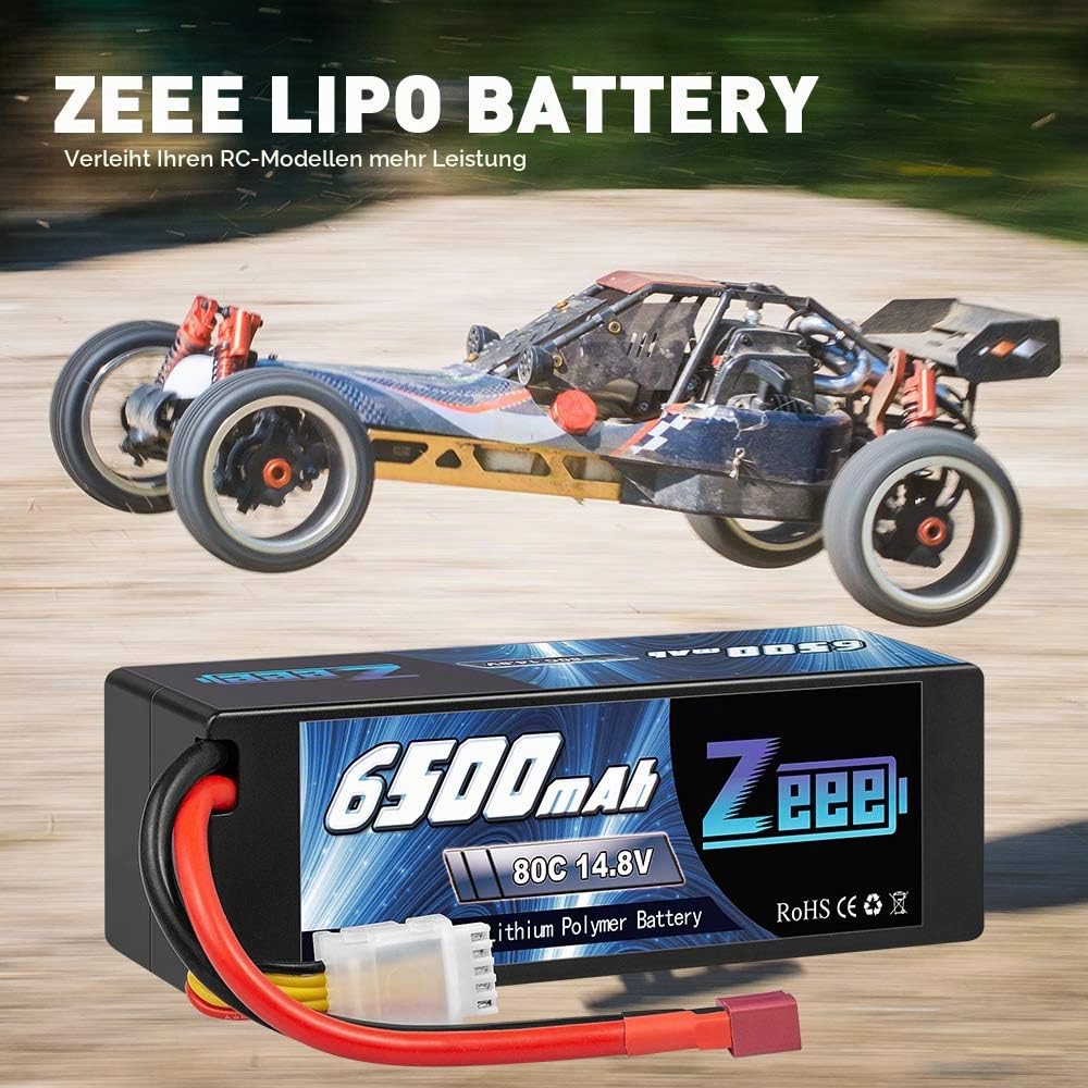Zeee 4S Lipo Akku 14,8V 80C 6500mAh Batterie RC Hardcase mit T Stecker